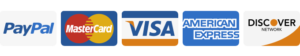 We Accept PayPal, Mastercard, Visa, American Express and Discover